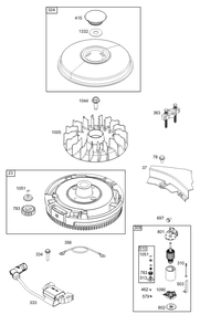 Flywheel/Ignition/Starter Group Diagram and Parts List for 33S877-0012-B5 200000 - 399999 Briggs and Stratton Engine